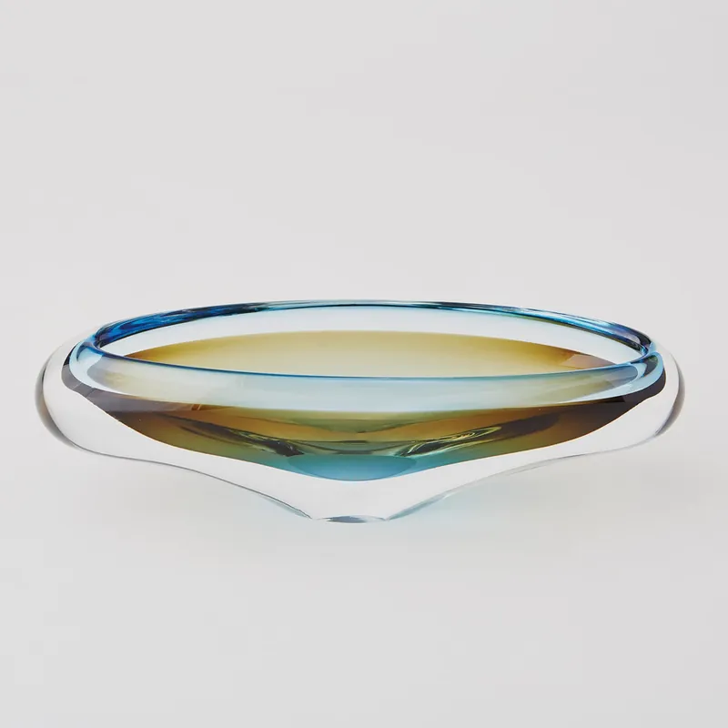 Budget Canoe Bowl-Turquoise/Beige | Global Views - 6.60014