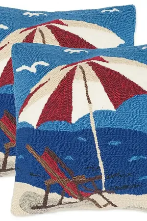 Affordable Safavieh Beach Lounge Pillow-Marine/Red (Set of 2)