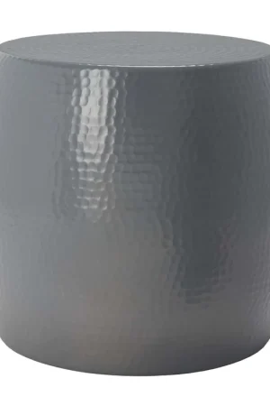 Best Choice Safavieh Vanadium Round Hammered Stool - Dark Grey
