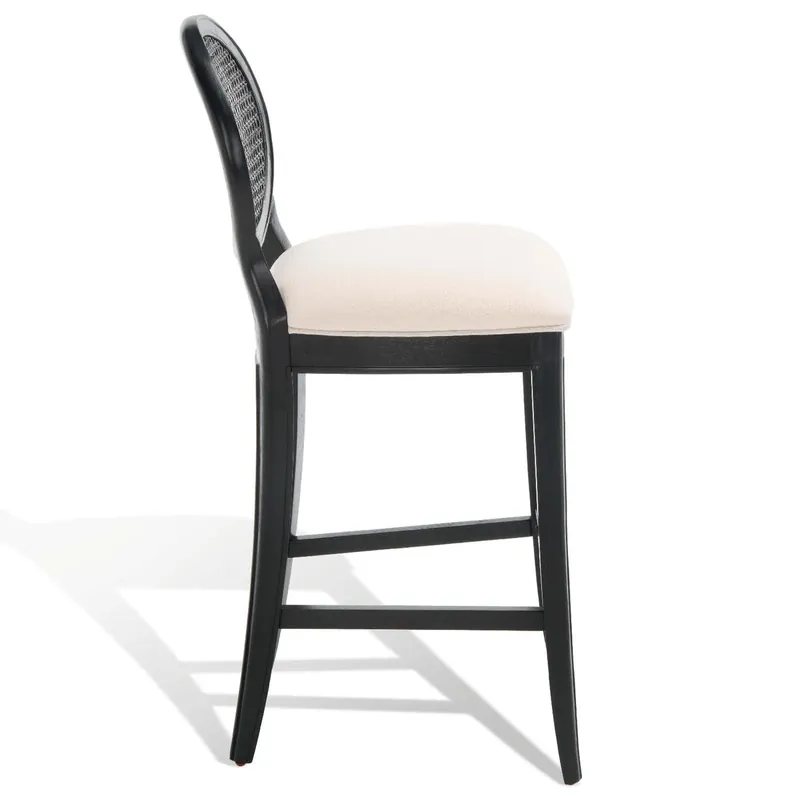 Price Drop Safavieh Couture Karlee Rattan Back Barstool(Set of 2) - Black/Beige