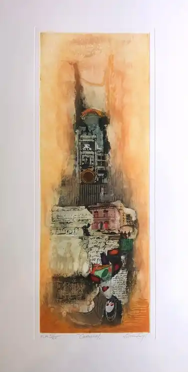 Trusted Brand ▷ Carnaval 1, gravure orignale by Nissan Engel, 2000 | Engraving Print