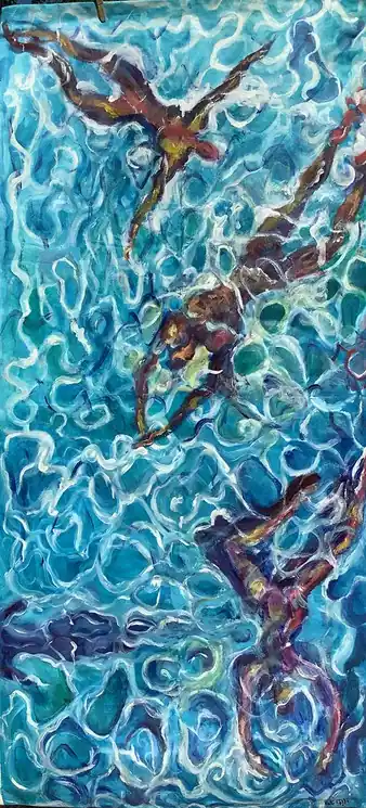 ▷ Nageurs dans la piscine by PatMoli, 2022 | Résine Paintings Must Have
