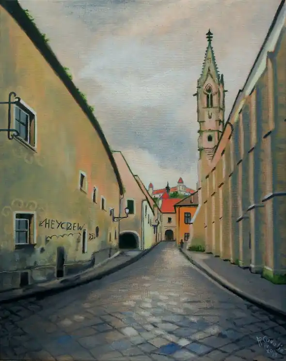 ▷ N°1077 Bratislava. Rue de Farskà by R. Cavalié, 2019 | Oil Painting for Sale Latest