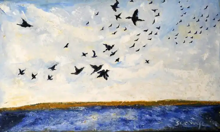 ▷ No place to land by Anand Manchiraju, 2020 | Oil Painting for Sale Fan Favorite