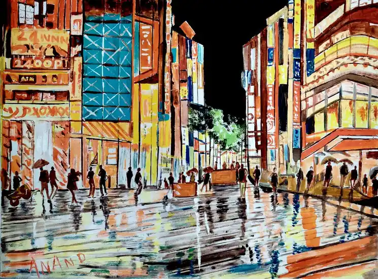 Secure Checkout ▷ Dazzling city by Anand Manchiraju, 2021 | Acrylic Painting