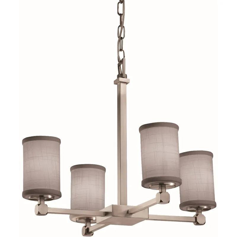 Bulk Order Textile 4 Light 21 inch Brushed Nickel Chandelier Ceiling Light, Tetra Family, Choices