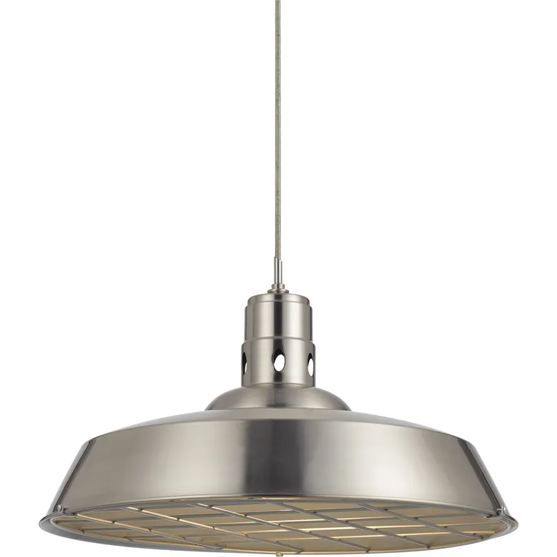 Special Offer Danberry 1 Light 20 inch Brushed Steel Pendant Ceiling Light