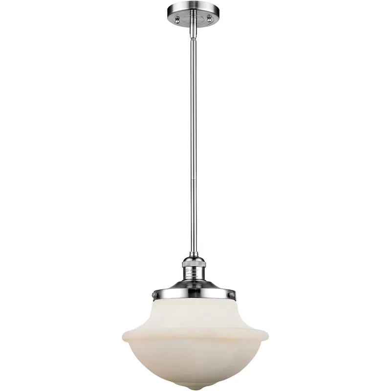Top Rated Franklin Restoration Oxford 1 Light 12 inch Polished Chrome Mini Pendant Ceiling Light in Incandescent, Matte White, Franklin Restoration
