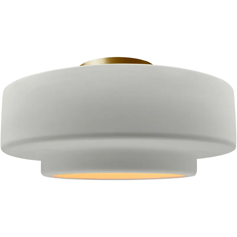 Radiance Collection - Tier 1 Light 14.5 inch Matte White and Champagne Gold and Brushed Brass Semi-Flush Ceiling Light in Replaceable Bulb, Matte White/Champagne Gold, 14.5W x 7.25H, Form+Finish+Function Mega Sale