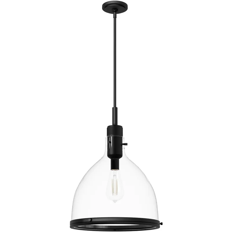 Final Sale Van Nuys 1 Light 16 inch Matte Black Pendant Ceiling Light, Small