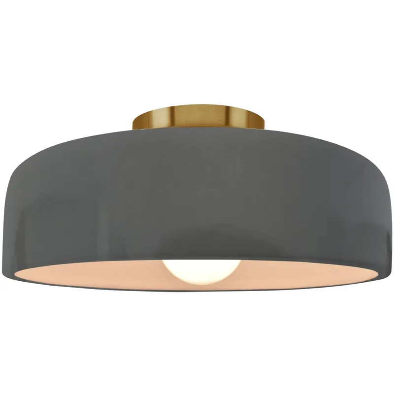 Affordable Radiance Collection - Spire LED 10 inch Gloss Grey Semi-Flush Ceiling Light, Form+Finish+Function
