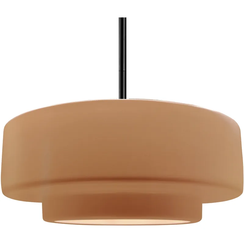 Radiance Collection - Tier Pendant Ceiling Light in Matte Black, Replaceable Bulb, Rigid Stem, Adobe, 16.25W x 6H, Form+Finish+Function Time-Limited