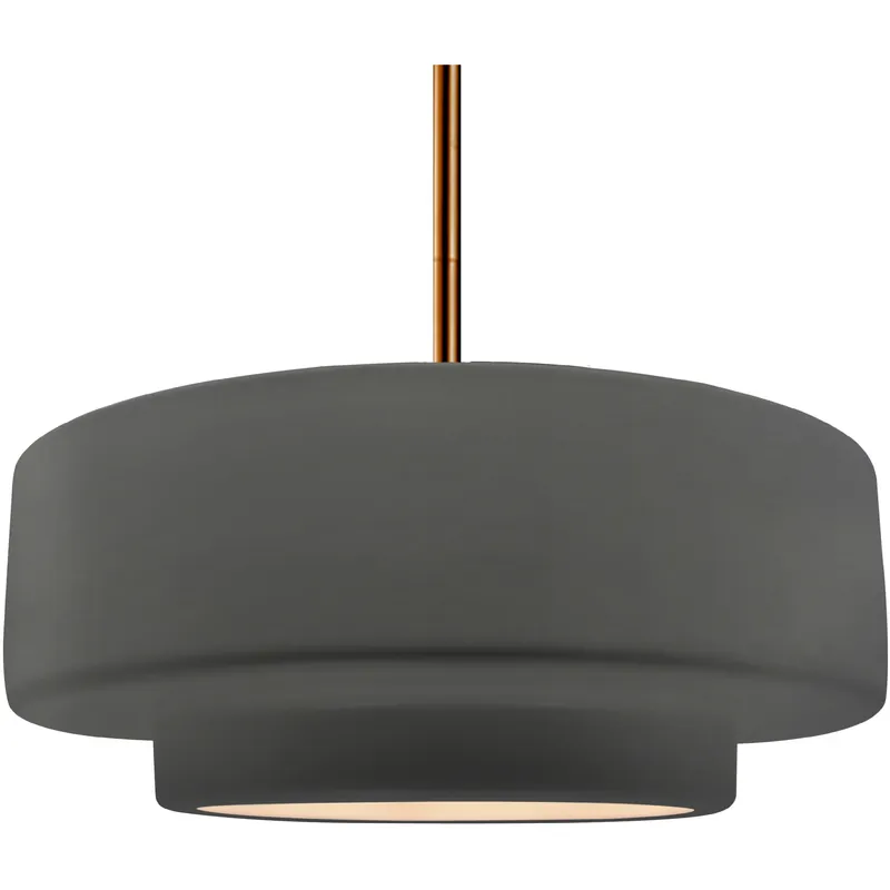 Seasonal Sale Radiance Collection - Tier Pendant Ceiling Light in Brushed Brass, Replaceable Bulb, Rigid Stem, Gloss Gray, 16.25W x 6H, Form+Finish+Function
