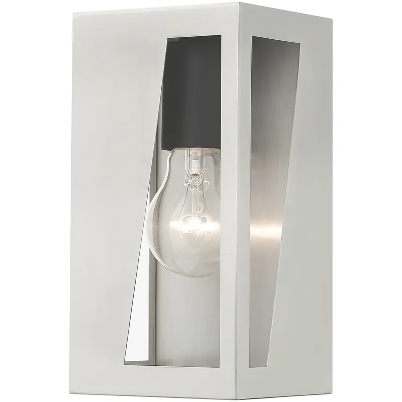Buy Today Forsyth 1 Light 8.5 inch Brushed Nickel with Black Finish Accents Outdoor Wall Lantern, Small